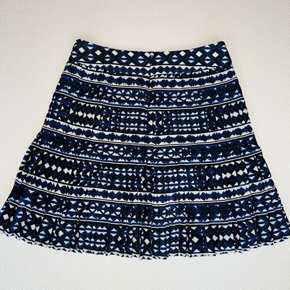 J. Crew Pleated Geometric Print Skirt Blue/White Size 0 - Picture 8 of 10